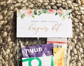 Wedding Hangover Kit Bag Topper Template, Printable Recovery Kit Bag Card, Wedding, Bachelorette, Instant Download, Templett #043-104RK