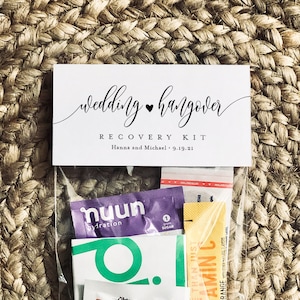 Minimalist Wedding Hangover Recovery Kit Bag Topper Template, Printable, Editable, Bachelorette Kit, Instant Download, Templett #008-108RK