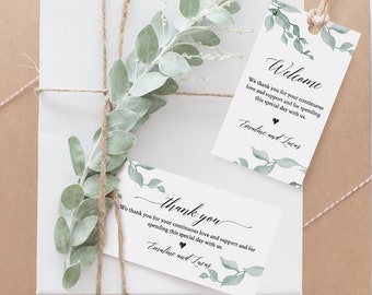 Favor Tag Printable, Thank You Tag, Wedding Welcome Bag, Printable, 100% Editable, Watercolor Greenery, Instant Download, DIY #019-104TG