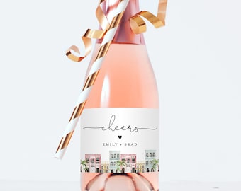 Charleston Mini Champagne Bottle Template, Editable Wedding Wine Label, Bridal Shower Favor Sticker, Instant Download, Templett #017B-108ML