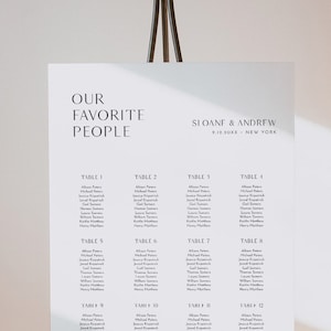 Modern Seating Chart Template, Minimalist Wedding Seating Sign, Our Favorite People, Instant Download, Editable, Templett #0026B-290SC