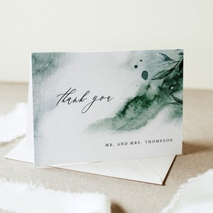 Smaragd Dankeschön Klappkarte, Mystic Waters Hochzeit / Bridal Shower Notiz, bearbeitbare Vorlage, INSTANT DOWNLOAD, Templett #0002-157TYC