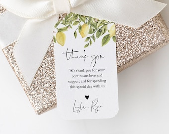 Lemon Favor Tag Template, Summer Wedding Thank You Tag, Bridal Shower Tag, Welcome Bag, INSTANT DOWNLOAD, Editable Text, Templett #089-146FT
