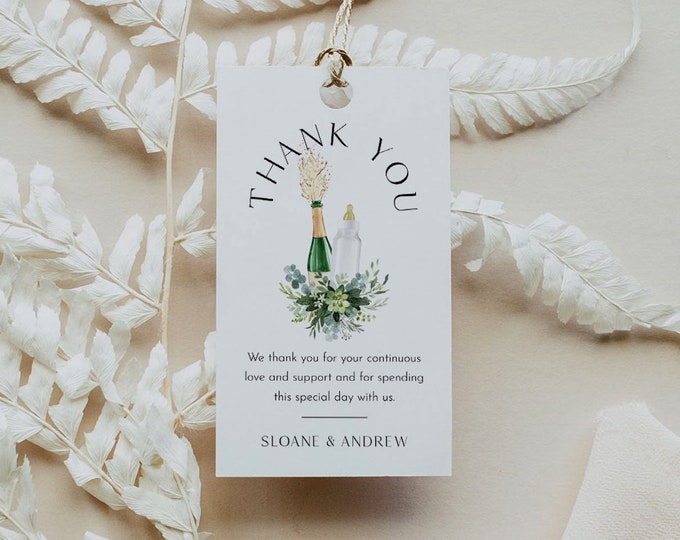 Poppin Bottles Baby Shower Tag, Champagne Favor Tag, Thank You Tag, Couples Baby Shower, Editable Text, Printable, Templett #0026C-219FT