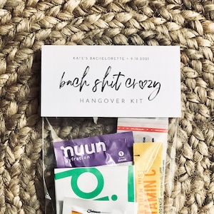 Bachelorette Hangover Kit Bag Topper Template, Printable Recovery Kit Bag Card, Bach Shit Crazy, Instant Download, Templett #090-105RK