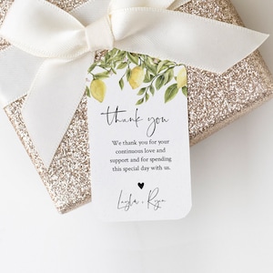 Lemon Favor Tag Template, Summer Wedding Thank You Tag, Bridal Shower Tag, Welcome Bag, INSTANT DOWNLOAD, Editable Text, Templett #089-146FT