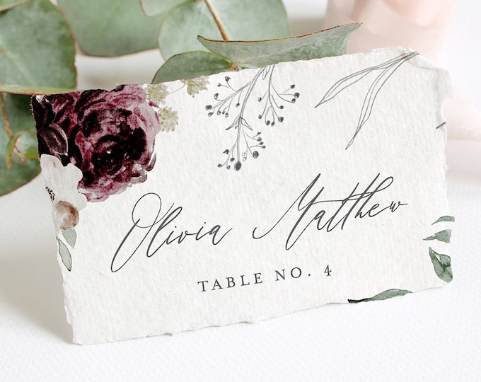 Printable Place Card Template, Self-Editing Wedding Buffet Card, Name Card, Seating Card, 100% Editable Text, INSTANT DOWNLOAD #074-126PC