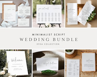 Modern Minimal Wedding Invitation Mega Bundle Save The Date Template Wedding Invite Packages Digital Download