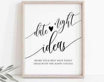 peach bridal games date ideas card succulent bridal shower sign Date night ideas sign coral instant download