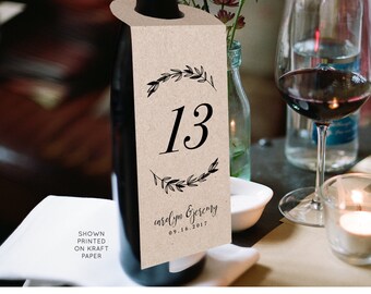 Wine Table Number Card Template Printable Wedding Wine Bottle | Etsy