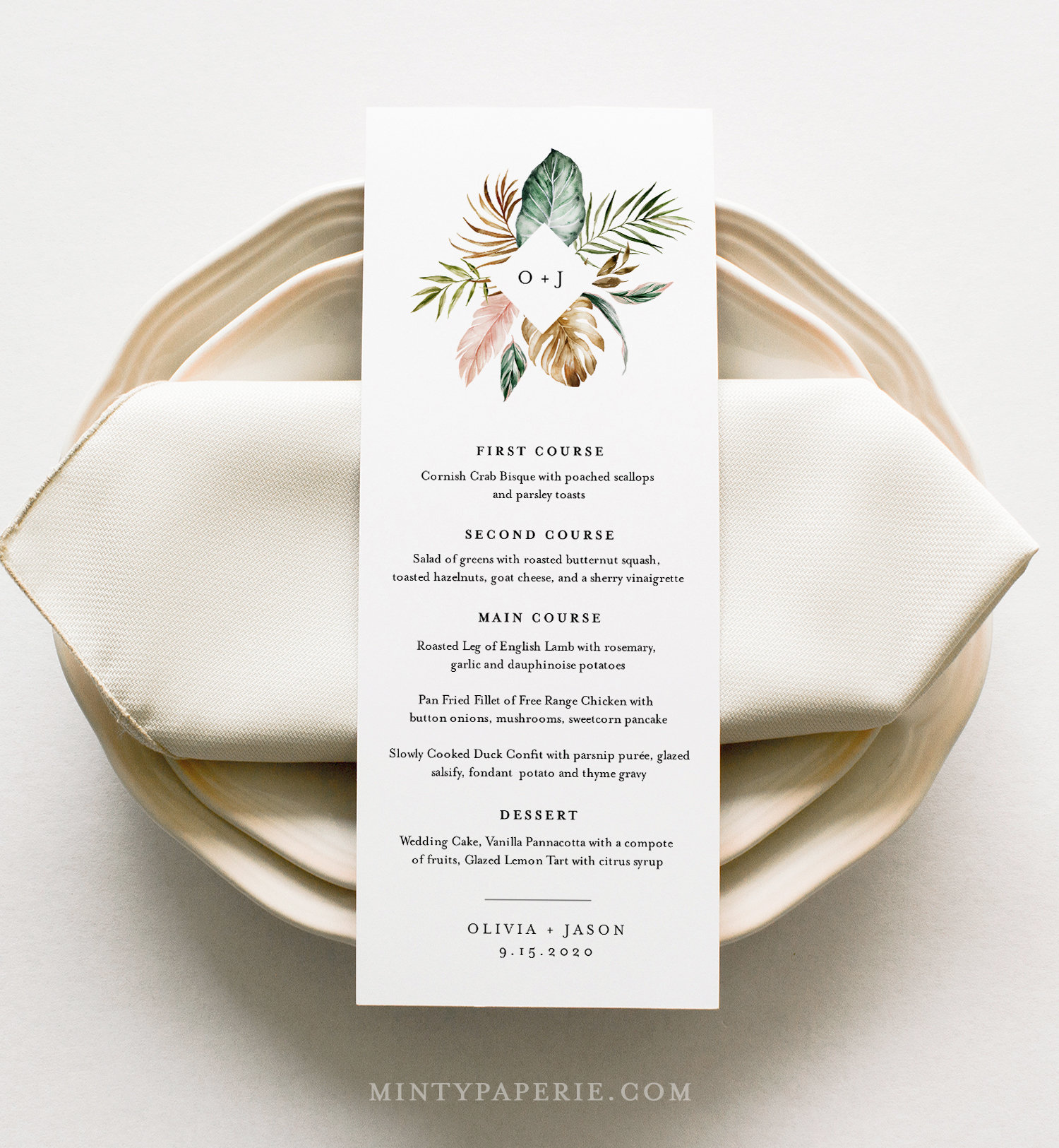 Free Printable Wedding Menu Card Template