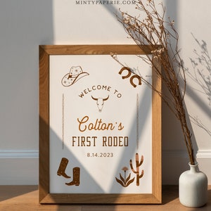 Western Birthday Welcome Sign, Rodeo 1st Birthday Poster, Editable Template, Instant Download, Templett, 18x24, 24x36 #0040-338LS image 3