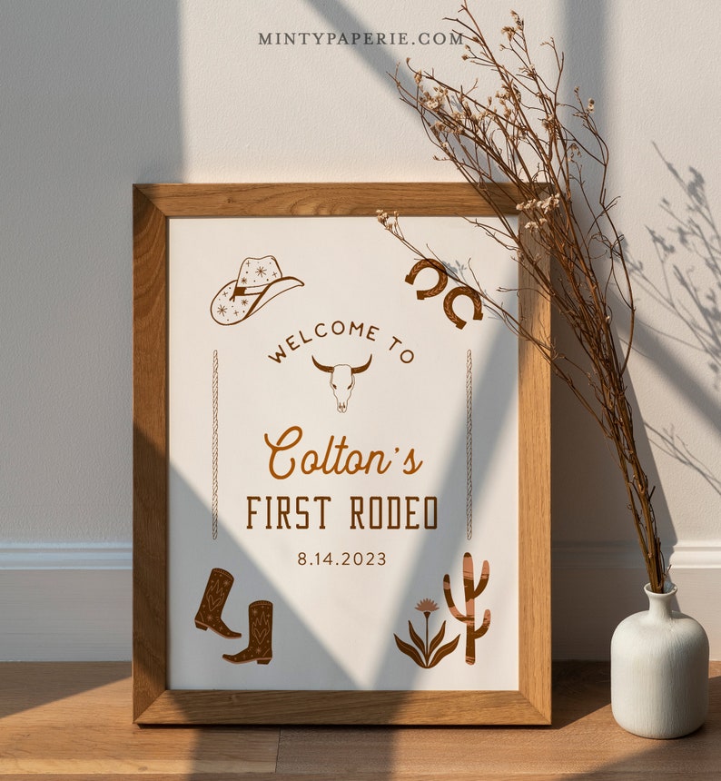 Western Birthday Welcome Sign, Rodeo 1st Birthday Poster, Editable Template, Instant Download, Templett, 18x24, 24x36 #0040-338LS image 3