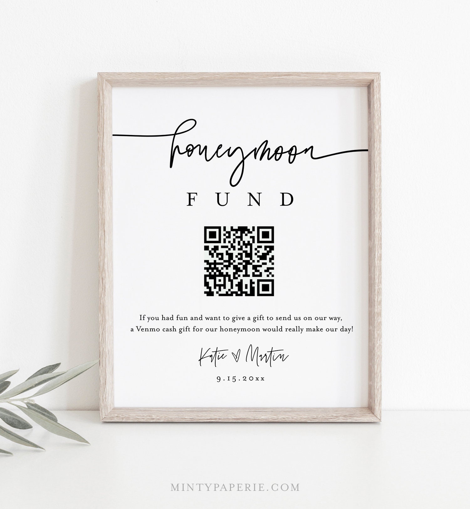 Honeymoon Fund Sign, Venmo Honeymoon Wish, Wedding Cash Gift Honeymoon Fund Sign, Venmo Honeymoon Wish, Wedding Cash Gift