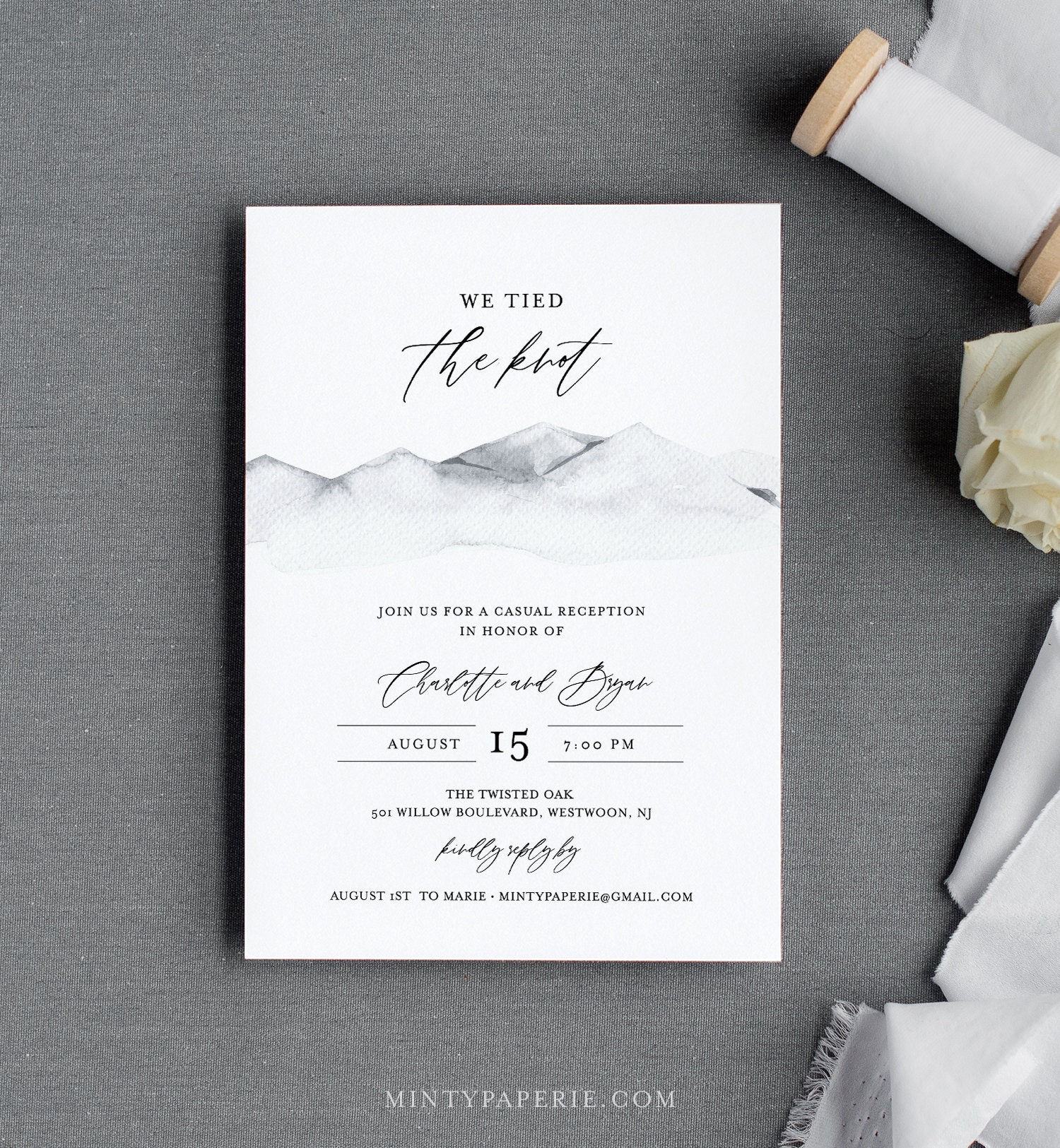 Casual wedding cheap wording