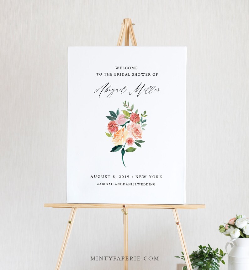 Editable Templett #002-171LS Wedding or Baby Shower Poster Floral Summer Garden Bridal Shower Instant Download Welcome Sign Template