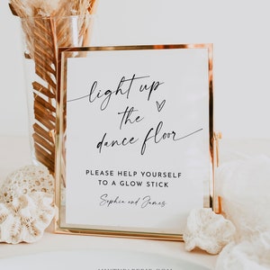 Glow Stick Wedding Send Off Sign, Light up the Dance Floor, Minimalist Modern, Editable Template, Printable, Templett, 8x10 #0034W-86S