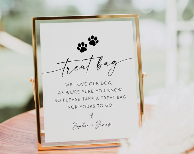 Pet Treat Favor Sign, Biscuit Bar Sign, Dog Treat, Minimalist Wedding Sign, Editable Template, Instant Download, Templett, 8x10 #0034W-39S