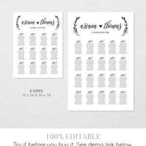 Wedding Seating Chart, Printable Seating Plan Poster, Table Assignment, Editable Template, Modern Calligraphy, Instant Download 023-207SC image 2