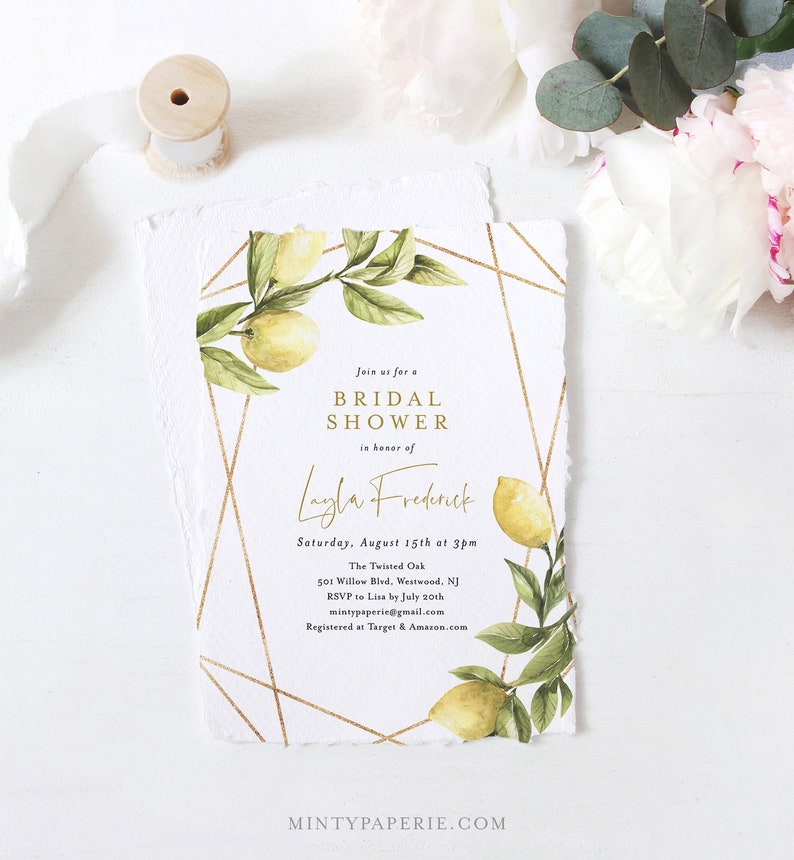 Lemon Bridal Shower Invitation Summer Couples Shower Invite Etsy