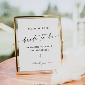 Address the Envelope Sign, Write Your Address, Minimal Bridal Shower, Help the Bride, Editable Template, Instant, Templett, 8x10 #0034W-29S