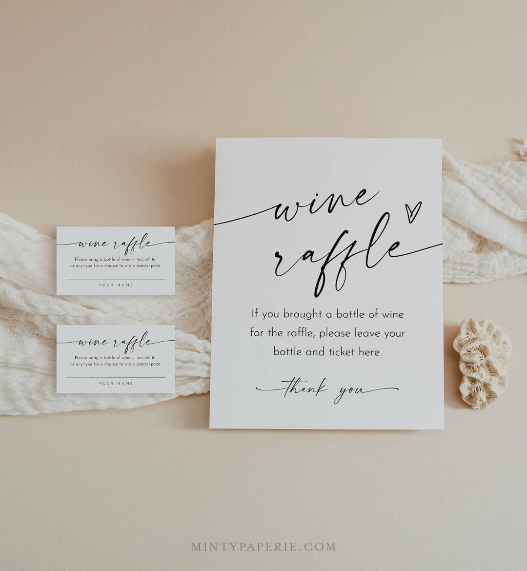 Alcohol Raffle Draw Wine Raffle Game, Minimalist Bridal Shower Game, Bring Bottle of Wine ...