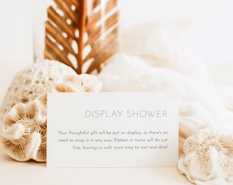 Display Shower Card, Baby Shower, Bridal Shower, Unwrapped Gift Insert, Minimalist, Editable Template, Instant Download, 3.5x2 #094-104DS