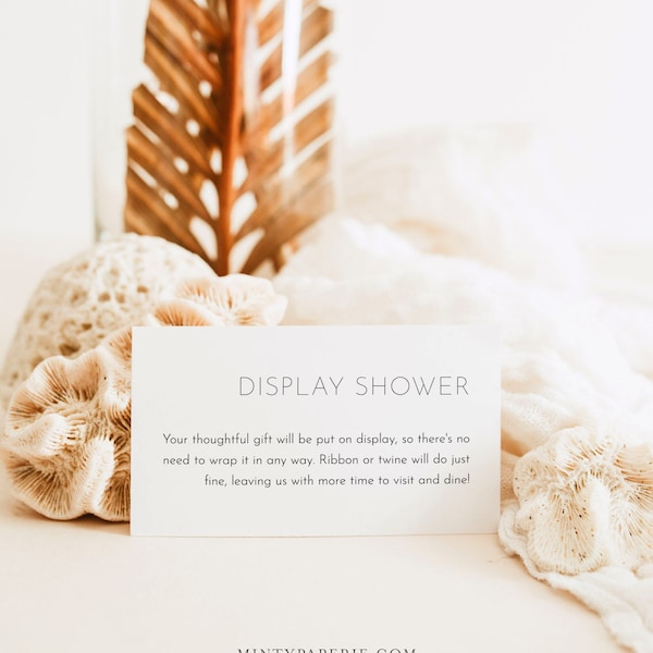 Display Shower Card, Baby Shower, Bridal Shower, Unwrapped Gift Insert, Minimalist, Editable Template, Instant Download, 3.5x2 #094-104DS