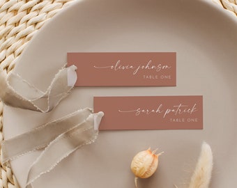 Bohemian Place Card Template, 100% Editable, Printable Skinny Seating Card, Narrow Name Card, Favor Tag, Slim, Templett, 4x1.25" 0034T-215PC