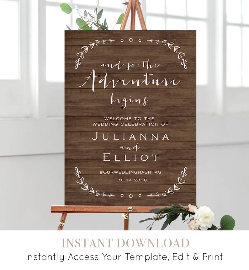 Rustic Wedding Welcome Sign Template Printable Poster So the | Etsy