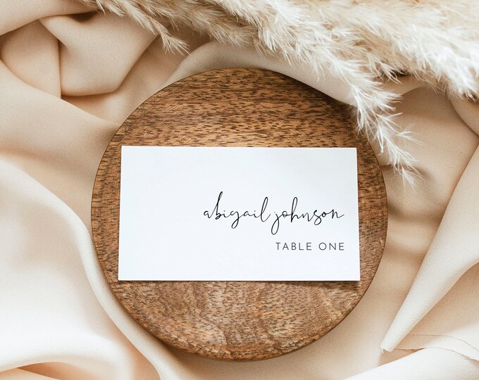 Modern Place Card Template, Printable Minimalist Simple Wedding Buffet Card & Meal Option, INSTANT DOWNLOAD, Editable, Templett #0031-209PC