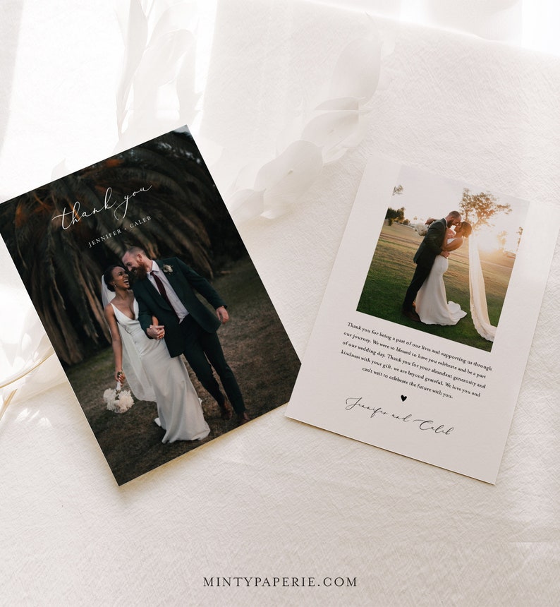 Wedding Photo Thank You Card, Minimal, Custom Thank You Card Template, 100% Editable, Instant Download, Templett, Flat Card, 5x7 045-186TYC image 5
