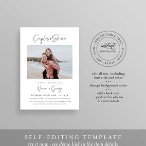 Couples Shower Invitation Template, Printable Photo Wedding Shower ...