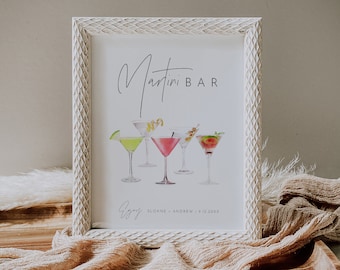 Martini Bar Sign, Bridal Shower, Wedding Martini Bar, Dirty Martini, Cocktails, Modèle modifiable, Téléchargement immédiat, Templett #0026-46S