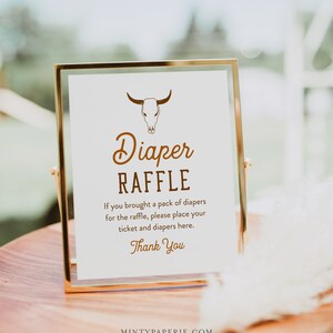 Western Diaper Raffle Game, Printable Ranch Rodeo Neutral Baby Shower ...