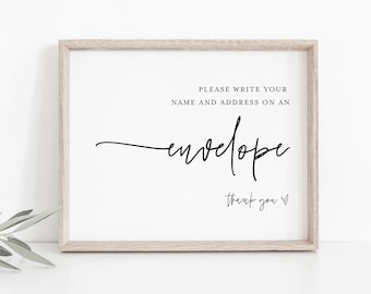 Write Your Address on Envelope Sign, Minimalist Bridal / Baby Shower, 100% Editable Template, Instant Download, Templett  #0009-21S