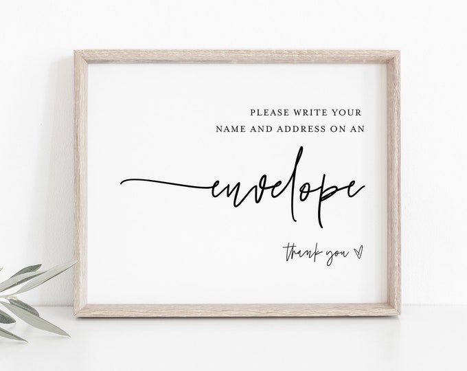 Write Your Address on Envelope Sign, Minimalist Bridal / Baby Shower, 100% Editable Template, Instant Download, Templett  #0009-21S