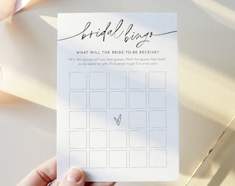 Minimal Bridal Bingo Game, Minimalist Bridal Shower, DIY Printable Bingo, Editable Template, Instant Download, Templett, 5x7 #0032-01BRG