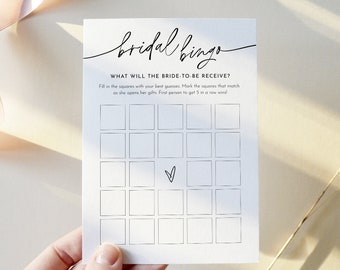 Minimal Bridal Bingo Game, Minimalist Bridal Shower, DIY Printable Bingo, Editable Template, Instant Download, Templett, 5x7 #0032-01BRG