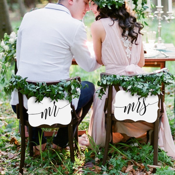 Printable Mr & Mrs Chair Sign, Wedding Chair Sign, DIY Bride and Groom Sign, Hanging Chair Sign, Instant Download, Digital File, PDF #103CS