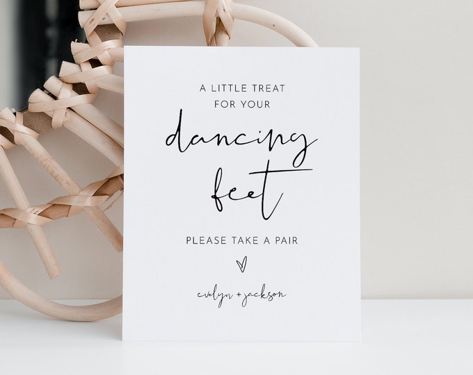 Flip Flop Sign, Wedding Dancing Feet Sign, Minimalist Dance Floor, Printable Flip Flop Favor, Instant Download, Templett, 8x10 #0031-26S