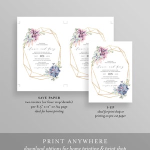 Succulent Wedding Invitation Set, Instant Download, 100% Editable Template, Printable Boho Cactus Invite, RSVP & Detail, Templett, DIY 041A image 4