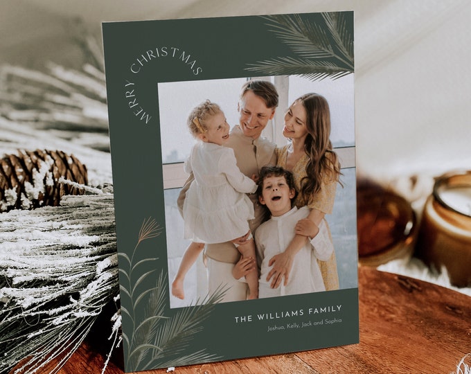 Elegant Photo Holiday Card Template, Modern Christmas Card, Editable, Add Your Own Photos, Instant Download, Templett, 5x7 #0034-173HP