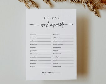Word Scramble Bridal Shower Game Template, Printable Minimalist Bridal Shower Puzzle, Instant Download, Templett #0009-360BG