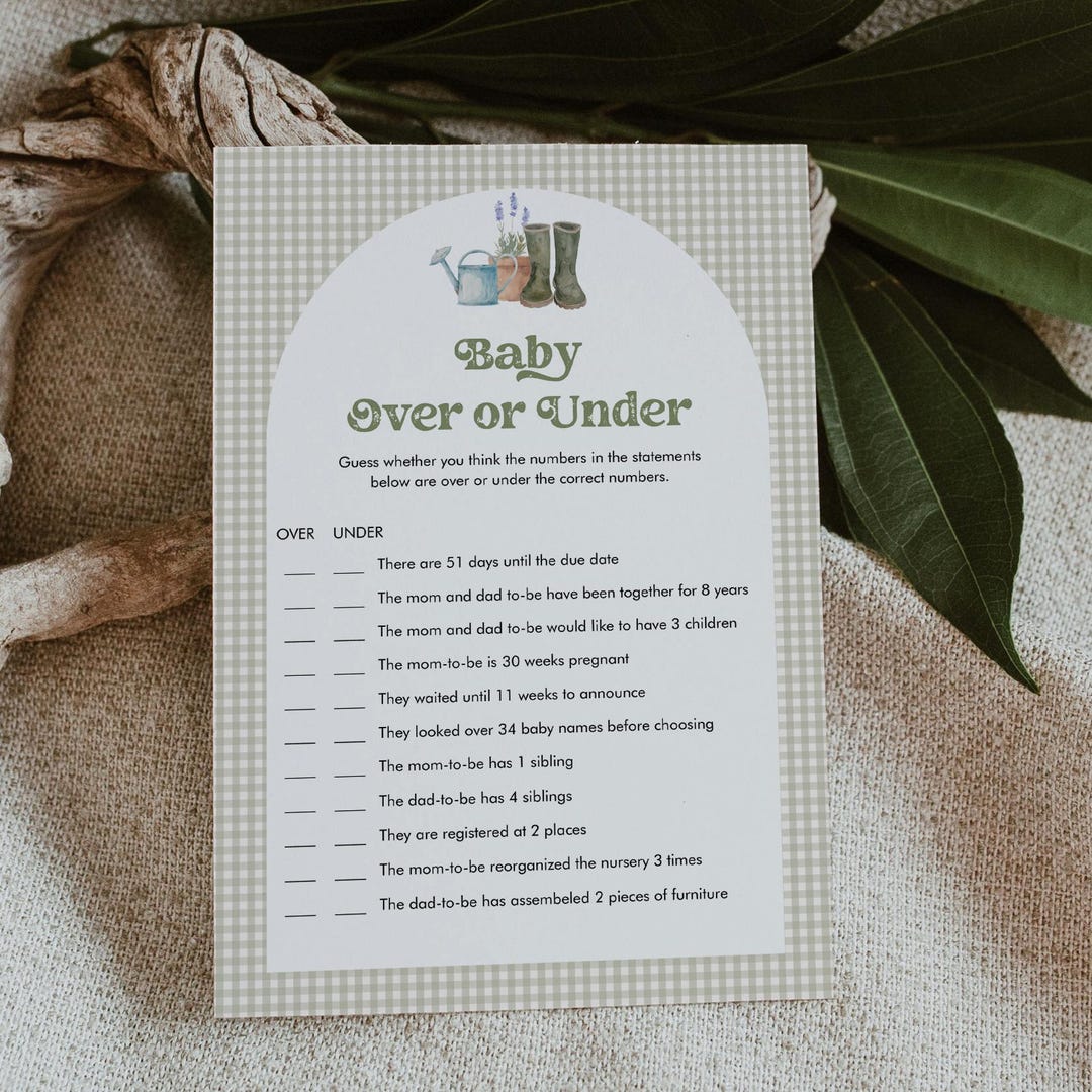 Over or Under Baby Shower Game, Locally Grown Garden Baby Shower Game ...