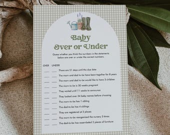 Over or Under Baby Shower Game, Locally Grown Garden Baby Shower Game, Gender Neutral, Editable, Instant Download, Templett  #0059-15BAG