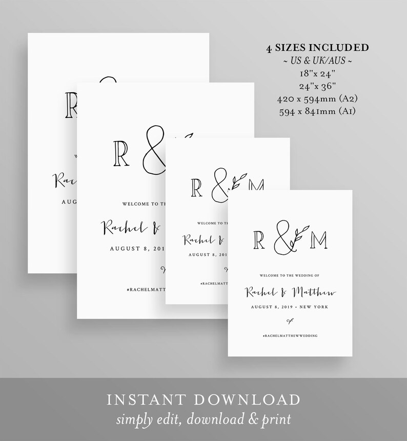 Wedding Welcome Sign Template Printable Rustic Welcome | Etsy