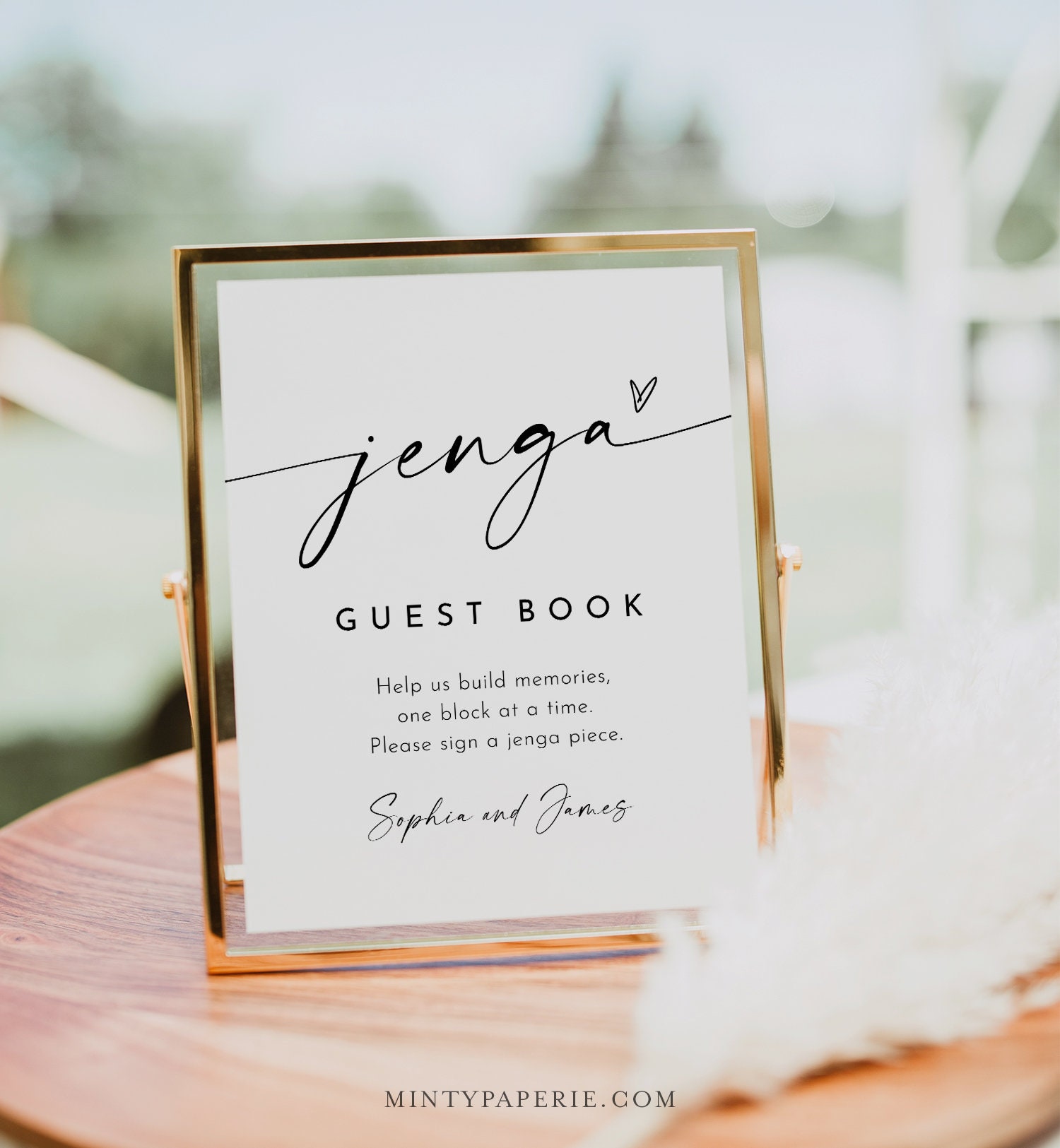 Jenga Guestbook Sign, Editable Template, Printable Guest Book, Minimalist  Wedding Tabletop Sign, Instant Download, Templett 8x10 #0034W-72S