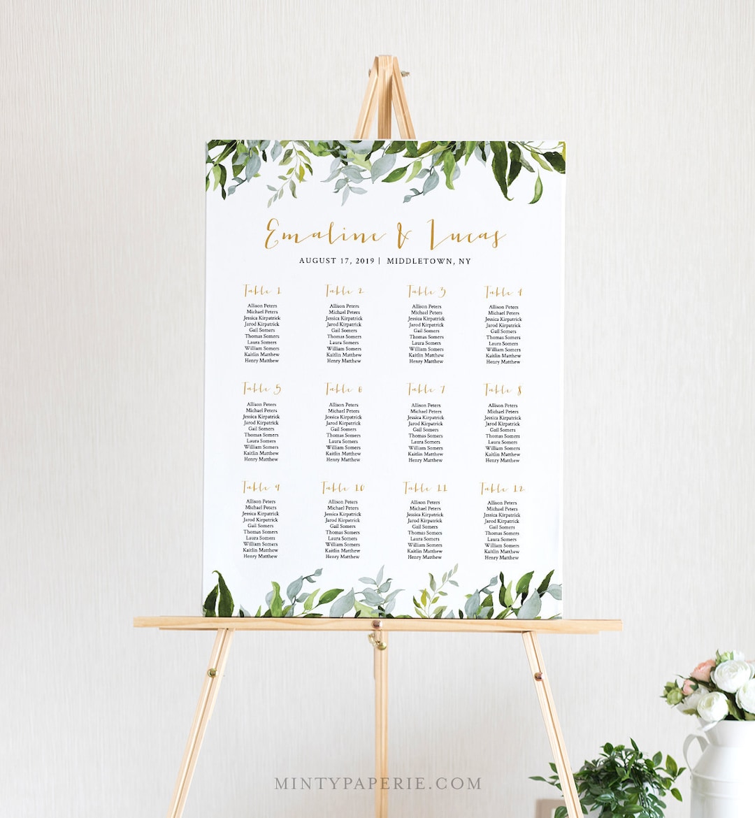Editable Seating Chart Template, Printable Wedding Seating Sign ...