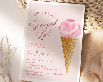 Scoop Bridal Shower Invitation Template, She's Been Scooped, Ice Cream, Instant Download, Wedding Shower Invite, Editable Text #0035-339BS